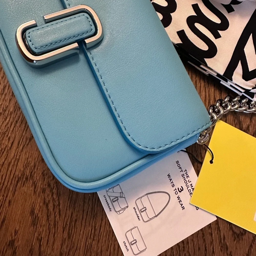 NWT! New Marc Jacobs J Marc Mini Shoulder Bag -Smooth Leather Pool Blue